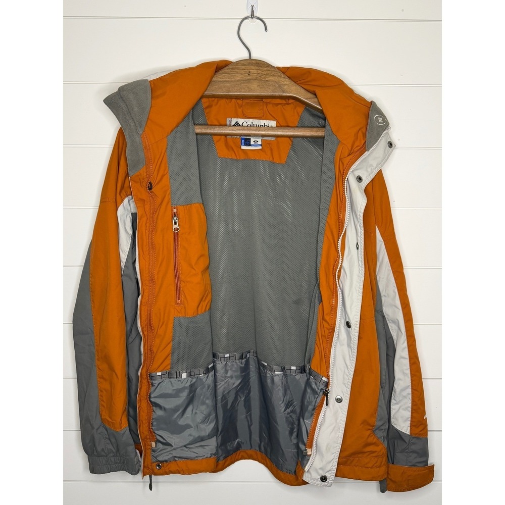 Columbia Vertex Interchange Jacket Mens Medium Orange Grey Hooded Ski Rain Coat - Picture 2 of 7
